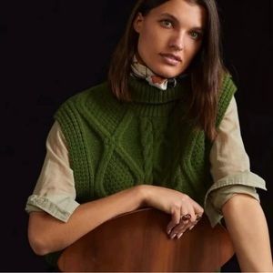 Anthropologie Cable Knit Turtleneck Sweater Vest